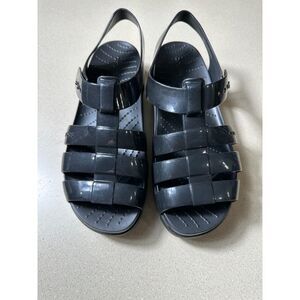 Crocs Splash Glossy Fisherman's Sandals Jellies NWOB Size 8 Black Discontinued